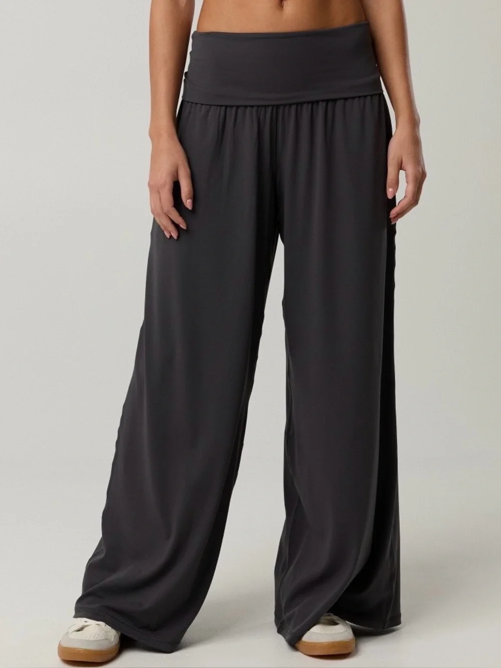 OFFLINE by Aerie Real Me Black Foldover Super Wide Leg Pants - Picture 2 of 11